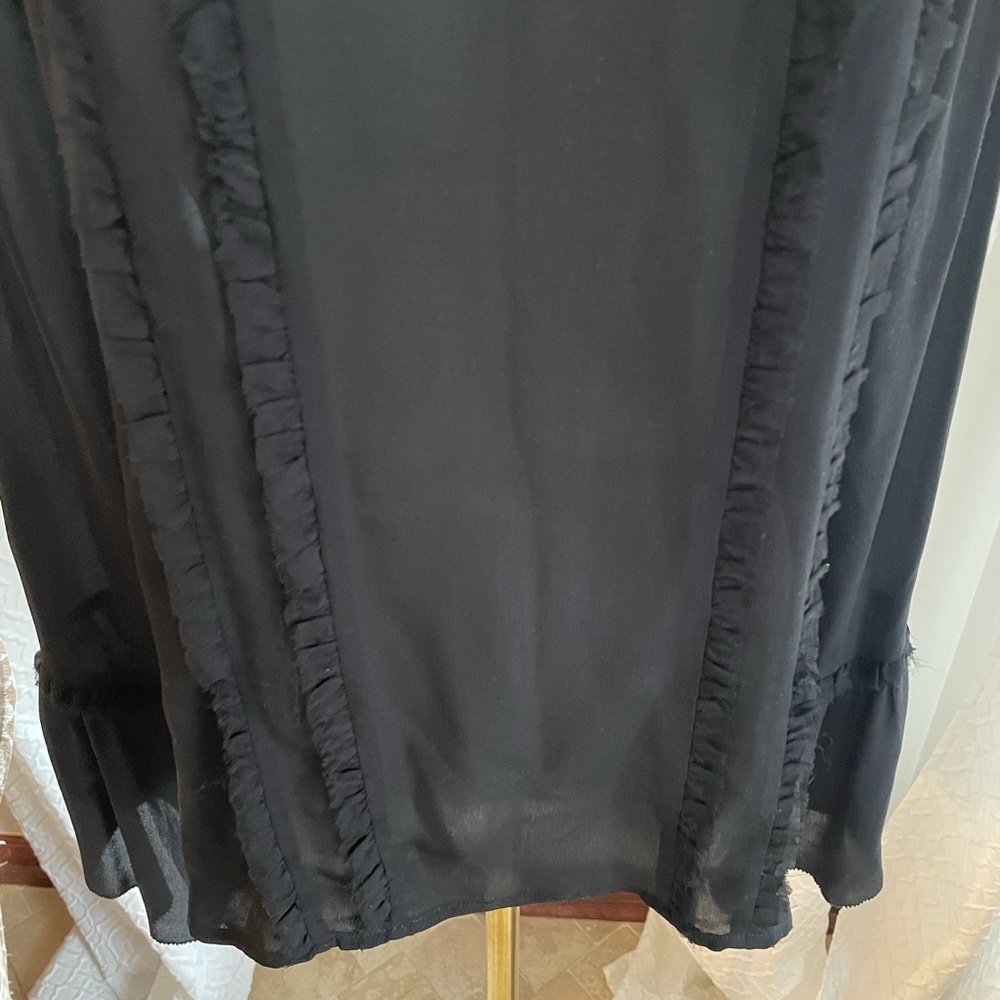 L’Agence Gilda Raw Edge Black Ruffle Blouse Medium - Picture 10 of 11